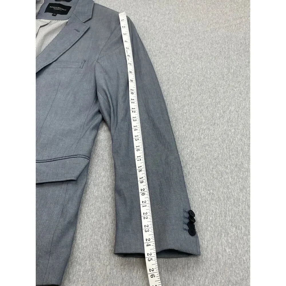 Banana Republic Blazer Mens 40R Gray Cotton Blend Stretch 2-Button Single Breast